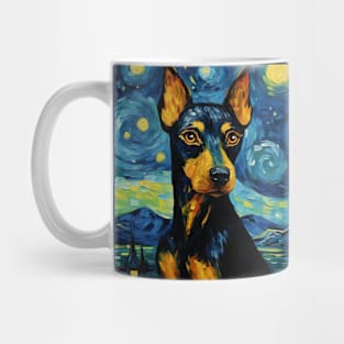 German Pinscher portrait in Van Gogh Starry Night style Mug